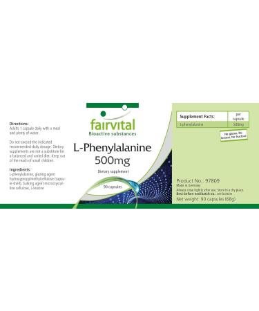 Fairvital | L-phenylalanine 500mg - set pour pendant 3 mois - VEGAN - Fortement dos - 90 capsules - acide amin essentiel - Buy Online on GoSupps.com