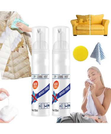 Multi-Functional Fabric Dry Cleaning Foam Sprayer Dry Foam Cleaner for Fabric Fabric Dry Cleaning Foam Sofa Cleaner and Stain Remover Fabric Dry Foam Cleaner for Clothes Furniture Car (2pcs)