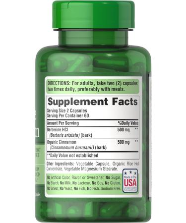 Berberine and Cinnamon Supplement by Puritan's Pride - Natural Blood Sugar Support - Buy Online on GoSupps.com