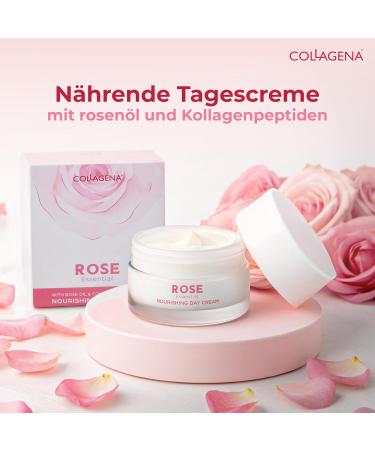 Collagena Rose Essential nourishing day cream with rose oil and collagen peptides deepacting moisture and antiaging care enriched with shea butter almond and olive oil 50 ml - Buy Online on GoSupps.com