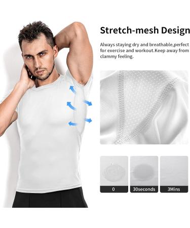 Niksa Men's Compression Shirts 3 Pack - Short Sleeve Athletic Tops for Workouts - X-Large, White - Buy Online on GoSupps.com