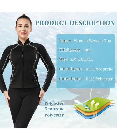 Healadote Women's 2mm Neoprene Wetsuit Top - XX-Large | Long Sleeve Wet Suit Jacket for Swimming, Surfing, Diving - Keep Warm - Buy Online on GoSupps.com