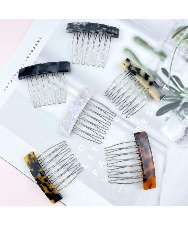 6 Pcs Acetate Seven-Tooth Hair Side Combs - Vintage French Hair Accessories for Women and Girls - Buy Online on GoSupps.com