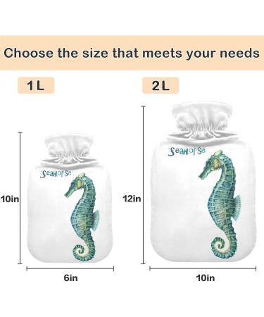 NAANLE Seahorse Design Watercolor Hot Water Bottle | 1L Transparent Thermal Therapy for Bed Hands & Feet | Ideal for Heat & Cold Relief - Buy Online on GoSupps.com