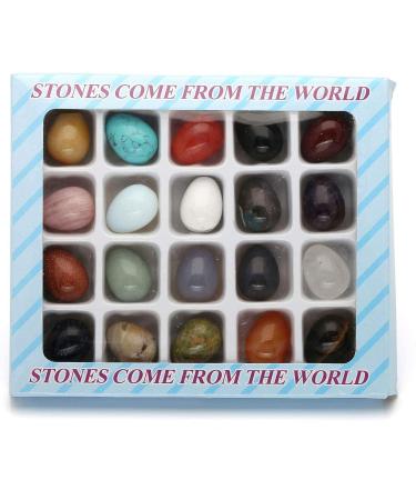 Manifo 20pcs Mineral Rock Variety Crystal Tumbled Stone Reiki Healing Polished Egg Shape Assorted Gemstone Collection - Buy Online on GoSupps.com