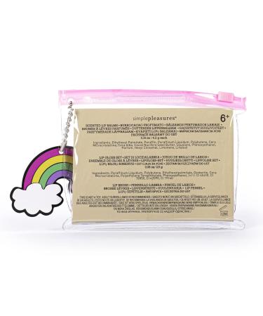 Tri-Coastal Design Simple Pleasures Lip Balm Set | 3 Fragrances | Lip Brush & Reusable PVC Bag | Perfect First Makeup for Kids - Buy Online on GoSupps.com