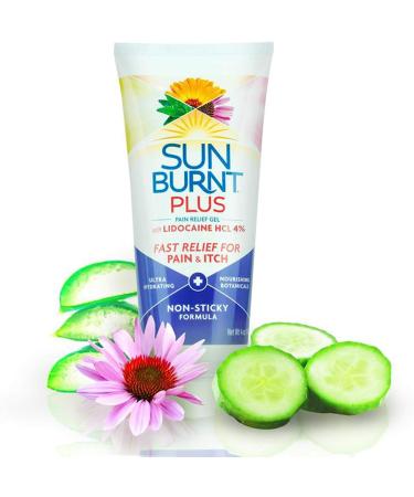 Sunburnt Plus After-Sun Gel 4oz with Lidocaine - Soothes and Relieves Sunburn - Buy Online on GoSupps.com