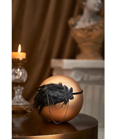 BABEYOND Vintage 1920s Headband 1920s Headpiece Feather Beaded Headband Crystal Flapper Headpiece Great Gatsby Costume Accessories Roaring 20's Accessories (Black) - Buy Online on GoSupps.com