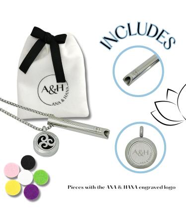 ANA & HANA Mindful Breathing Necklace | Essential Oil Diffuser Pendant for Anxiety Relief Stress Reduction Meditation Aromatherapy & Better Sleep - International Shipping Available - Buy Online on GoSupps.com