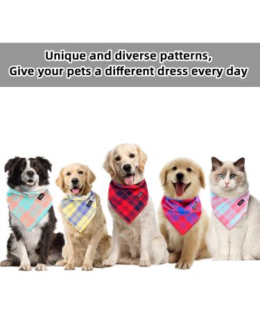 Gofshy Christmas Dog Bandanas - 5PCS Vibrant Plaid Adjustable Scarf Set for Small Medium Large Dogs and Cats (Medium, Bright Colors) - Buy Online on GoSupps.com