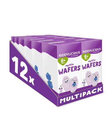 Kiddylicious Wafers Myrtille I D s 6 Mois I Sans Gluten & Sans Lait I 12 Packs de 16g (4 Sachets de 4g) | 192g Myrtille 12 Packs x 16g