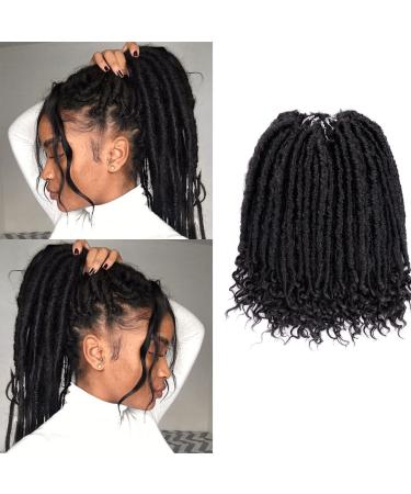 Goddess Faux Locs Crochet Hair 12 Inch 6 Packs Straight Goddess Locs with Curly Ends Synthetic Crochet Hair Braids for Black Women(1B#) 12 Inch (Pack of 6) 1B