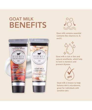 Dionis Goat Milk Skincare Vanilla Pumpkin Hand Cream Set - Paraben Free Mini Lotions for Dry Hands - Travel Size 1oz Gift Box with Caramel Pumpkin Spice & Nutty Vanilla Scent - Buy Online on GoSupps.com