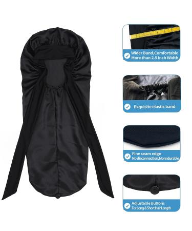 Satin Silk Bonnet Hair Cap - Jumbo Size Long Bonnet for Women - Adjustable Straps - Comfortable Sleep Cap for Long Braid & Curly Hair - No Slip-Off Design (Black) - Buy Online on GoSupps.com