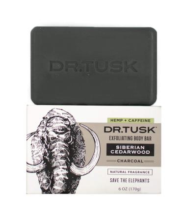 DR. TUSK Mens Soap Bar | Exfoliating Body Bar for Men | Natural Bars with Activated Charcoal, Caffeine, Hempseed and Palm | Siberian Cedarwood | USA-made | 6oz Cedar 6 Ounce (Pack of 1)