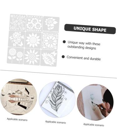 NUOBESTY Sunflower Stencil 9pcs Sunflower Hollow Template Child Square Lace Ruler Stencil Mandala - Buy Online on GoSupps.com