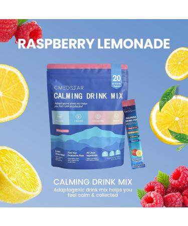 CMEDSTAR Calming Powdered Drink Mix Cortisol Supplement for Relaxation Focus & Stress Support Raspberry Lemonade 20 Packets Magnesium Glycinate L-Theanine Ashwagandha Vitamin D3 Sugar Free - Buy Online on GoSupps.com