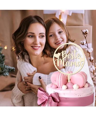 Best Mom Cake Topper | Wooden Mom Cake Decoration for Birthdays & Mother's Day | 15 x 23 cm - Buy Online on GoSupps.com