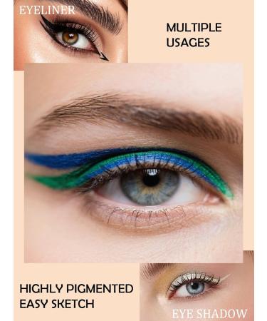  LYSdefeu Waterproof Gel Eyeliner Glossy Matte Cream Colored Eyeliner Pen Green Long-Lasting Smudge-Resistant Ultra-Pigmented Multichrome Quick-Drying Vegan Makeup Gift for Women - 04 - Buy Online on GoSupps.com