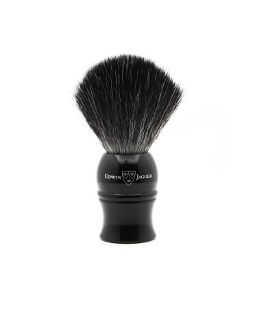 Edwin Jagger 1EJ336SYN Classic Black Synthetic Fibre Eco-Friendly Vegan Exfoliating Shaving Brush for Shaving Cream or Shaving Soap for Men and Women (Imitation Ebony)