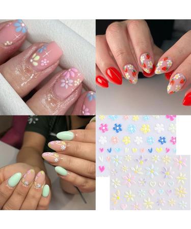 5D Embossed Spring Daisy Nail Art Stickers - Self-Adhesive White Yellow Flower Decals - Buy Online on GoSupps.com