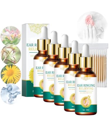 Tinniclear Ear Drops Tinnitus Relief for Ringing Ears Tinnitus Relief Drops Tinnitus Ear Drops Ear Ringing Treatment Oil 20ml Natural Organic Herbal Drops for Ear (5pcs)