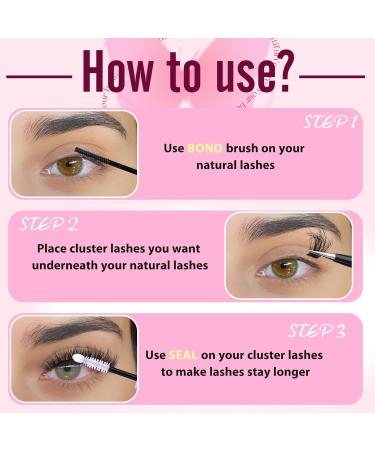 Fluffy Lash Extension Kit - 60D 80D 100D Lash Clusters | 300PCS Individual Eyelashes with Bond Seal & Tweezers - TNFVLONEINS - Buy Online on GoSupps.com