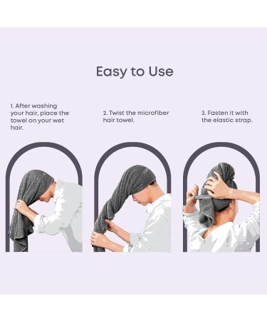 Buy Oliver & Emilia Grey Microfiber Hair Towel - Quick Dry Anti-Frizz Turban for Curly Hair | Soft Lightweight & Super Absorbent - Buy Online on GoSupps.com