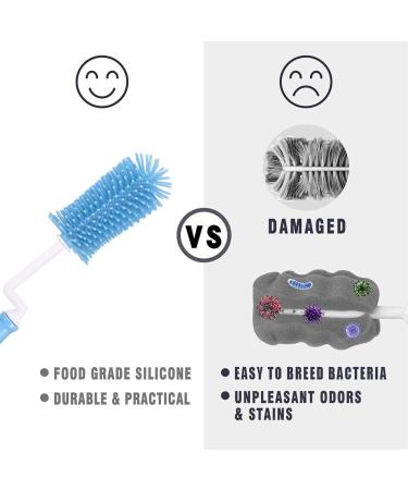 Silicone Bottle Brush Cleaner for Baby Bottles, Water Bottles, Glasses, Thermoses - Blue - Buy Online on GoSupps.com