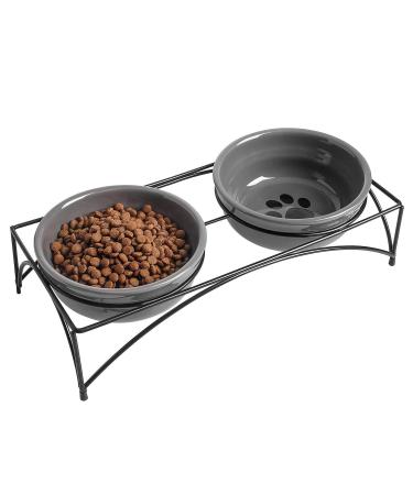 Y YHY Cat Food Bowls, Elevated Cat Bowls, Raised Pet Food Water Bowls with Stand, Dog Bowls Small Size Dog - Ceramic Pet Bowls for Cat or Dogs, Cat Dishes 12/24 Ounces Optional 12 OZ Grey
