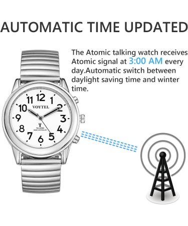 Maujoy Atomic English-Speaking Men's Watch for Visually Impaired & Seniors | Large Digits & Self-Adjusting - Style 8 Classic - Buy Online on GoSupps.com