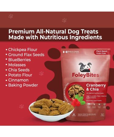 Foley Bites Cranberry & Chia (4-Pack) Premium Baked Dog Treats Made in Canada All- Natural Ingredients Plant Based Grain Free Human Grade Vegan Dog & Puppy Training Treats 400g / 14.1oz Foley Bites Cranberry & Chia 400 g (Pack of 4) - Buy Online on GoSupps.com