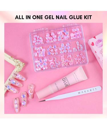 Makartt Pink Diamond Nail Design Glue Set - Rhinestones Flat Back Gems Tweezers & Storage Box for DIY Nail Art - Buy Online on GoSupps.com