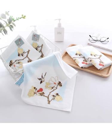 Kissvian 2-Pack Pure Cotton Square Face Towel Hand Towels Chinese Style Imperial Garden Pattern Ultra Soft Washcloths for Bathroom - Buy Online on GoSupps.com
