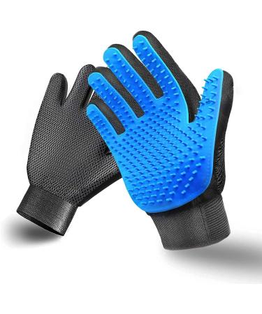 Pet Grooming Glove Hair Remover Brush Gentle Deshedding Efficient Pet Mitt Pet Massage Gloves Left & Right Hand Draw Dogs Cats Horses Long Short Fur (1Pair Left & Right Hand) Blue - Buy Online on GoSupps.com