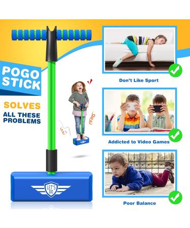 CUUGO LET'S GO! CG Pogo Stick Foam Jumper for Kids - Outdoor & Indoor Toys for 3-12 Year Old Boys Girls - Fun Gifts in Green Blue - Buy Online on GoSupps.com