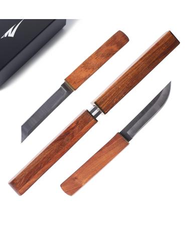 Zetterrank 2-in-1 hunting knife double knife outdoor knife with sheath tanto knife legal Germany Japanese camping knife.