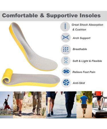 Memory Foam Insoles for Foot Pain Relief | Arch Support Shoe Inserts for Men Women & Kids - Shock Absorption & Cushioning - Buy Online on GoSupps.com