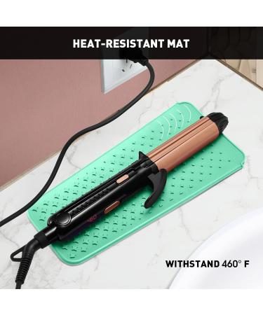 ZAXOP Silicone Heat Resistant Mat | Flat Iron Holder & Storage Pouch for Hot Hair Tools | Mint Green Star Point - Buy Online on GoSupps.com