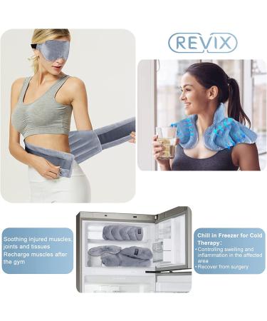 REVIX Microwave Heating Pad Set - Neck, Shoulders, Lower Back Pain Relief - Hot Compress Wrap with Weighted Plush - Includes Hot Eye Mask for Migraine Stress Relief - Set of 3 Gray - Buy Online on GoSupps.com