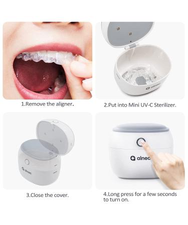 ALNEC White Retainer Case UVC Sanitizer for Invisalign, Dentures, Night Guards & Braces - Buy Online on GoSupps.com