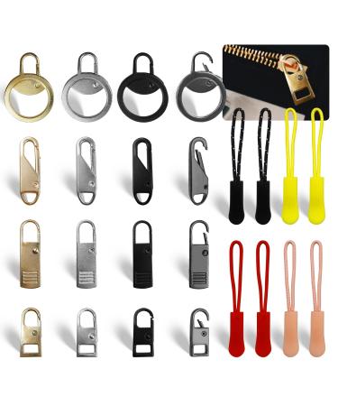 DailyTreasure zipper Zipper Pull 16 Stk Zipper for zipper + 8 pieces of zipper slide 4 shapes Zipper Puller Set Zipper Set Zipper For Jacken Sk.