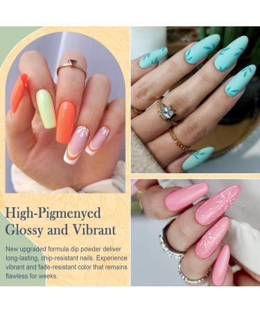 Aikker 20 Spring Colours Dip Powder Nail Kit - 27 Pcs Glitter Purple Pink Orange Acrylic Dipping Powder Set with Base Top Coat Activator - French Nail Art Manicure AK33 - Buy Online on GoSupps.com