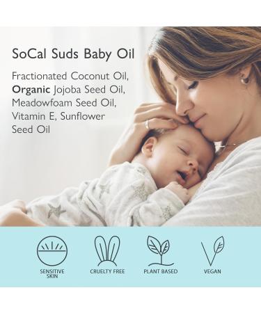 Natural & Organic Baby Oil | SoCal Suds - Gentle Moisturizing Nourishing Oil for Newborn Essentials | Vitamin-Enriched | Unscented 4oz - Buy Online on GoSupps.com