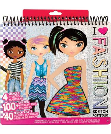 Fashion Angels Fashion Design Sketch Portfolio - Full Size Book for Kids - Brown/A - Includes Makeup, Hair Design - 11451 - Buy Online on GoSupps.com
