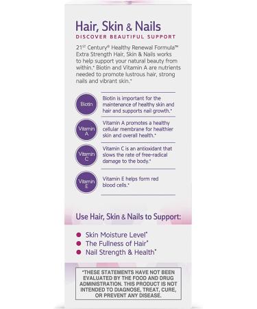 21st Century Hair Skin & Nails Extra Strength â€“ 90 Tablets for Healthy Hair & Skin - Buy Online on GoSupps.com