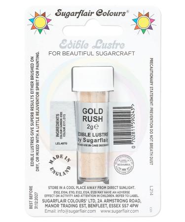 Sugarflair Gold Rush Edible Lustre Dust Add a Lustrous Shine to Cakes or Decorations. Brush On or Add Rejuvenator to Create Eye-Catching Edible Paint Gives Shine to Your Bakes - 2g