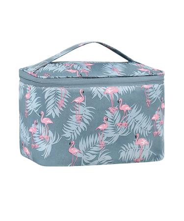 Travel Cosmetic Bag Large Makeup Bag Cosmetic Case Organizer for Women Girls (Large-Blue Flamingo2) Large Large-Blue Flamingo2