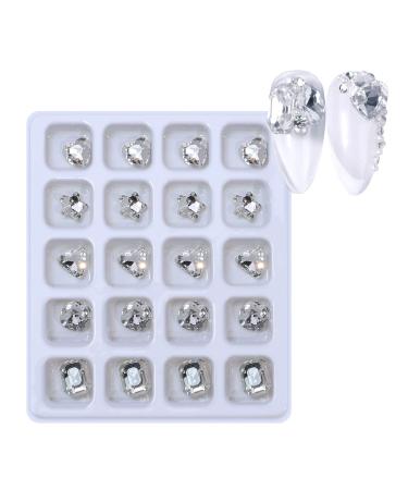 FEIlei 20Pcs Nail Jewelry Resin Nail Art Rhinestones Shiny Nail Crystals Diamond Gems