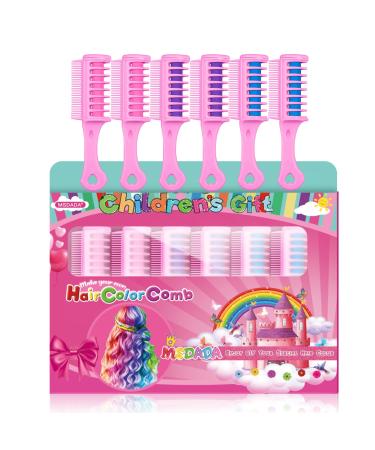 New Hair Chalk Comb for Girls Kids, Washable Temporary Hair Color Dye for Kids Age 5 6 7 8 9 10+ Birthday Party Gift Cosplay DIY, Children's Days (Blue & Pink & Purple)